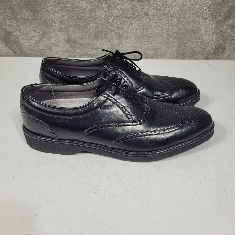Dexter Oxfords Mens 11M Black Leather Wingtip Made In USA Dress Shoes